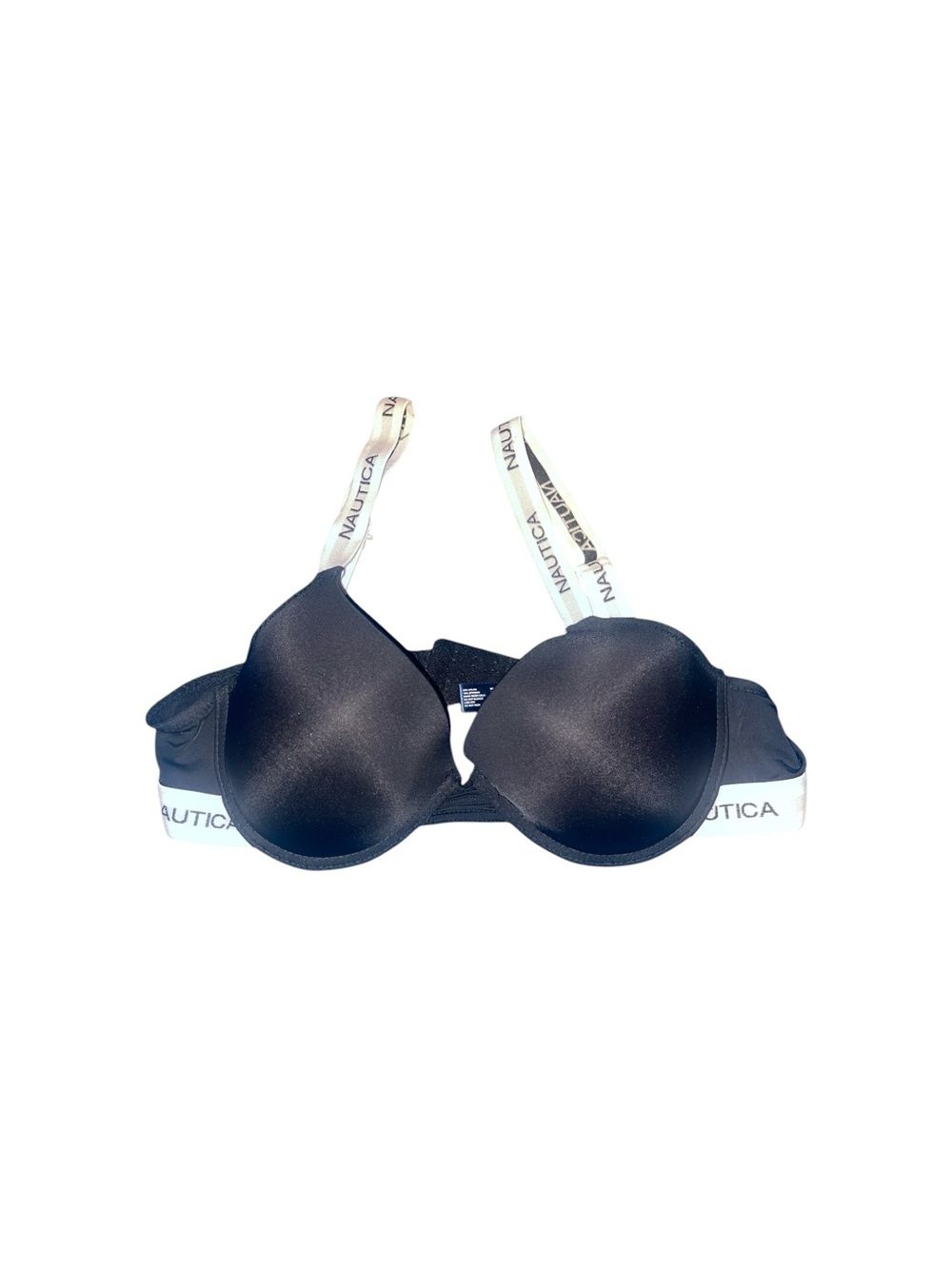 Nautica Black Logo-Trim T-Shirt Bra - Black & White
